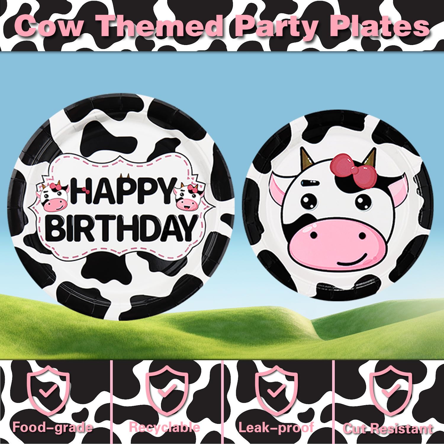 160 Pack Cow Print Party Supplies Cow Birthday Party Decorations Farm Barn Pink Cow Theme Party Tableware Set-Cow Print Plates and Napkins for Holy Cow Theme Baby Shower Farm Party Supplies Serves 40