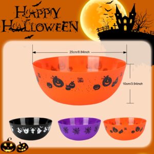 3 Pieces Halloween Candy Bowl Halloween Plastic Trick Treat Candy Bowls halloween pumpkin bucket Plastic Serving Bowl Tableware halloween serving bowl Halloween Party Supplies (Orange Purple Black)