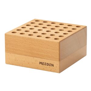 meeden beechwood pencil and brush holder: 36 holes paint brush storage organizer & holder rack - wooden block pencil holder for paintbrushes, pens and art tools - paint brush holder display stand