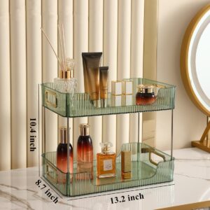 DEAMACE Bathroom Counter Organizer, Bathroom Counter Shelf, Makeup Organizer for Vanity, Bathroom Organizer for Skincare, Cosmetics, Perfumes, Lotions, Toiletries (Green)