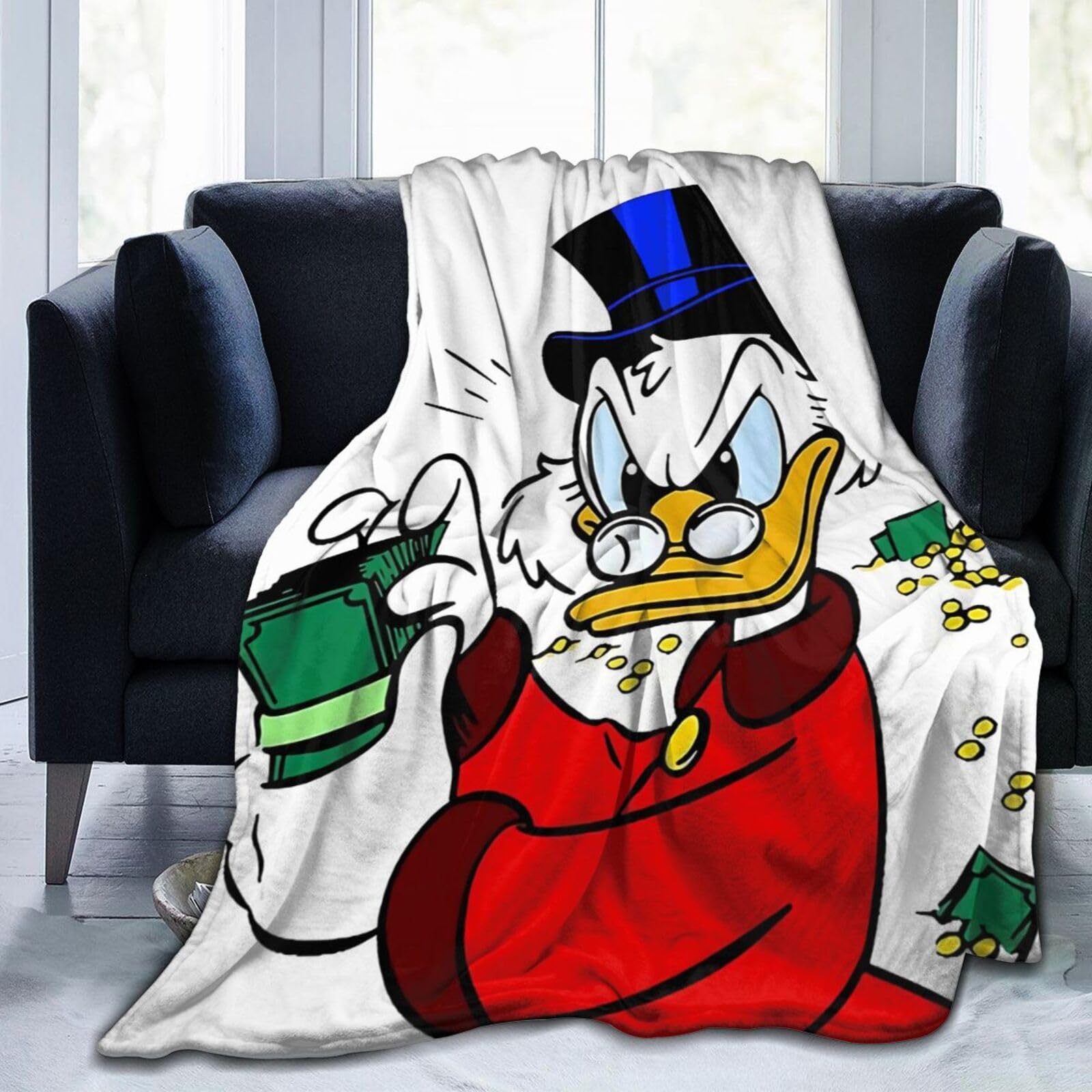 Scrooge Mcduck Blanket Soft Cozy Fleece Throw Blanket Plush Lightweight Warm Fuzzy Flannel Blankets and Throws for Boys Girls Couch Sofa Bed 60"X50"