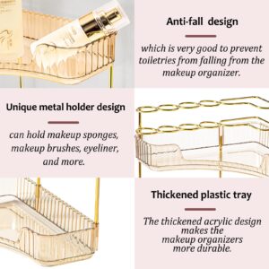 Ghtlves 2-Tier Corner Bathroom Counter Organizer, Gold, Metal