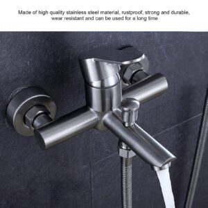 Fdit Faucet Brushed Stainless Steel Bathroom Shower Valve Bathtub Household Triple Towel Rings