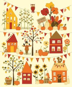 riley blake fall’s in town fabric by sandy gervais, premium quilting fabric, perfect for quilting, crafting, sewing projects and more… (fall’s in town panel)