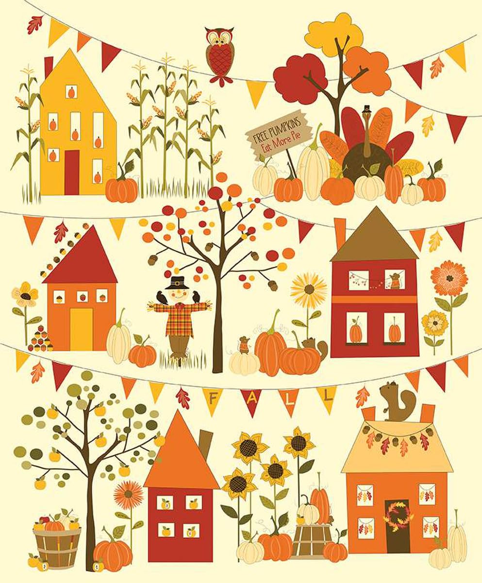 Riley Blake Fall’s in Town Fabric by Sandy Gervais, Premium Quilting Fabric, Perfect for Quilting, Crafting, Sewing Projects and More… (Fall’S in Town Panel)