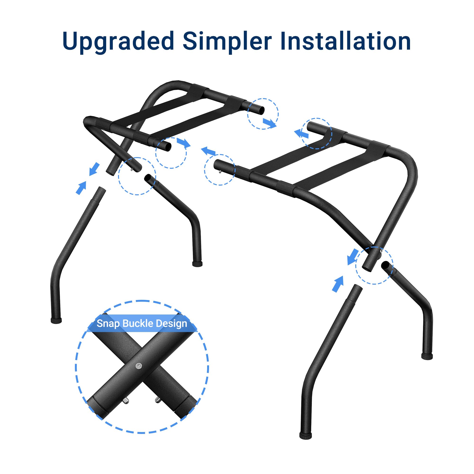 Jsluiiys Luggage Rack, Pack of 2, Folding Luggage Stand, X-Type Folding Suitcase Stand, Black Heavy-Duty Luggage Holder, Steel Frame Luggage Racks for Guest Room, Bedrooms, Hotels, Holds up to 120 lbs