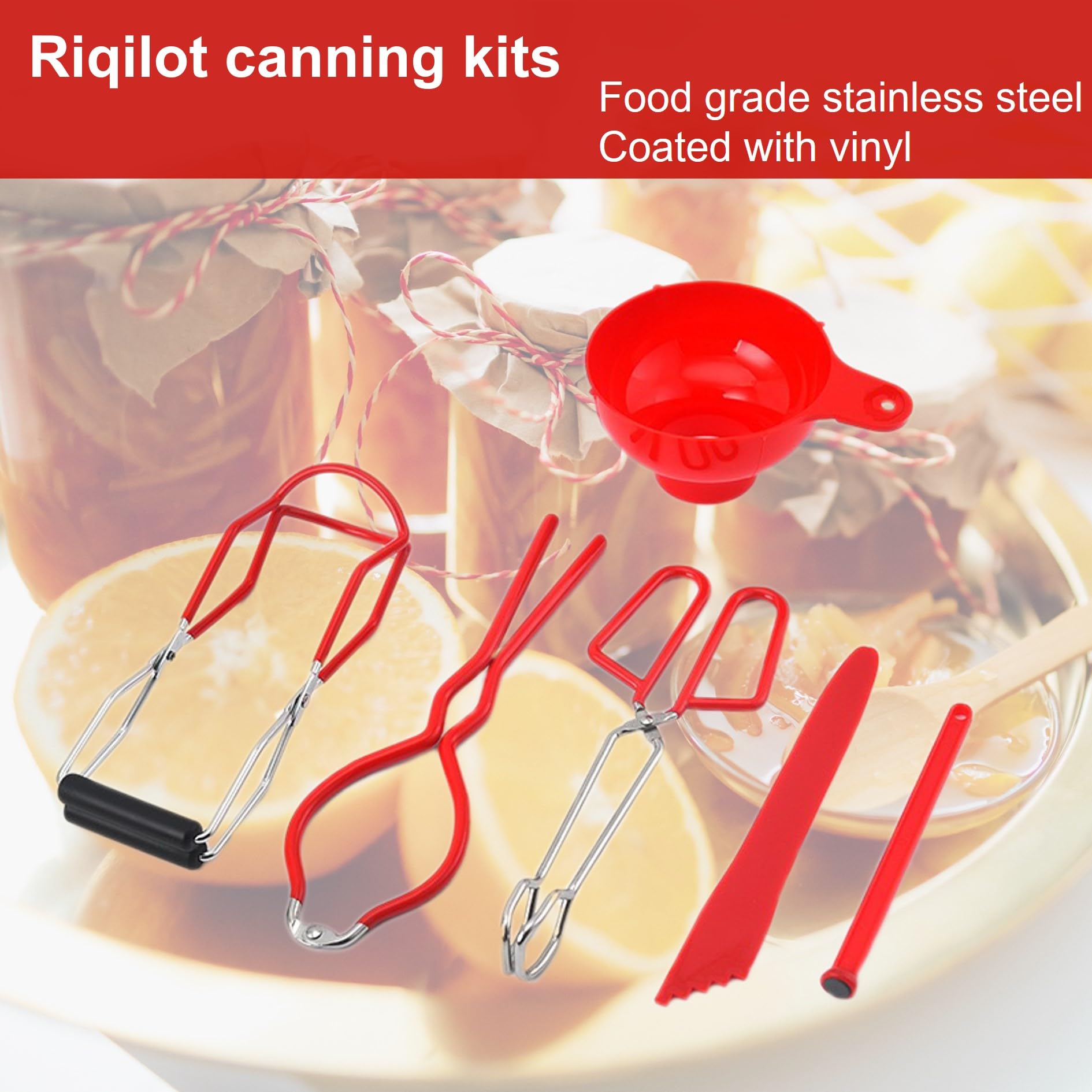 Canning Supplies Starter Kit Kitchen Tool Set Include Canning Tongs, Jar Wrench, Magnetic Lid Lifter, Wide Mouth Funnel, Bubble Popper/Measurer, Jar Lifter for Water Bath Canner Pot or Pressure Canner