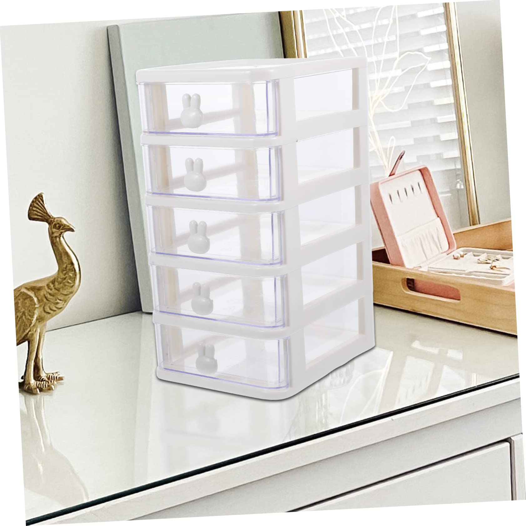 Stackable Drawer Organizer Clear Desk Storage Cabinet with Drawers for Office Makeup Stationery Multifunctional PP Desktop Organizer Transparent Box Drawer Storage Case