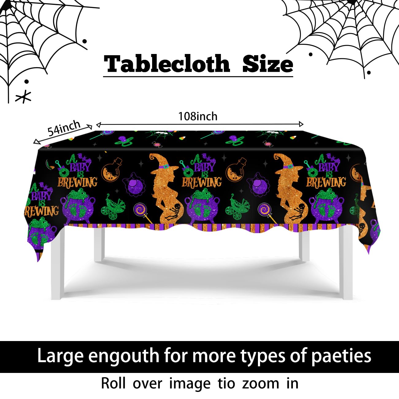 Halloween Baby Shower Decorations 3 Pack Halloween Baby Shower Tablecloths A Baby is Brewing Disposable Plastic Table Cover for Boy and Girl Gender Reveal Halloween Party Supplies108 x 54 Inches