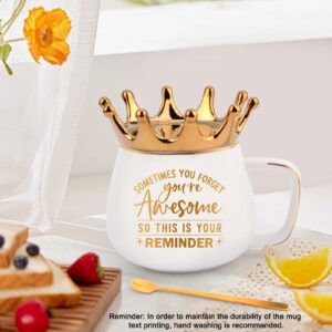 Coffee Mugs for Women, Thank You Gifts for Women Coworkers, Awesome Gifts & 2024 Graduation Gifts, Birthday Gift Sets for Women Friendship Appreciation Gifts for Boss-Unique Crown Gifts