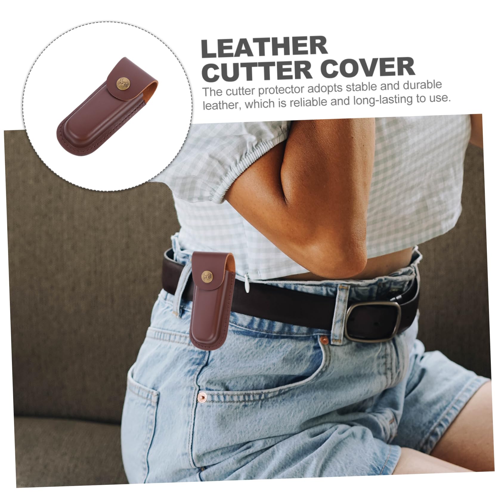 Leather Case Leather Sheaths Pocket Shop Sheaths Tool Pouch Belt Cutter Leather Leather Blade Cover Kitchen Small Holder Skin