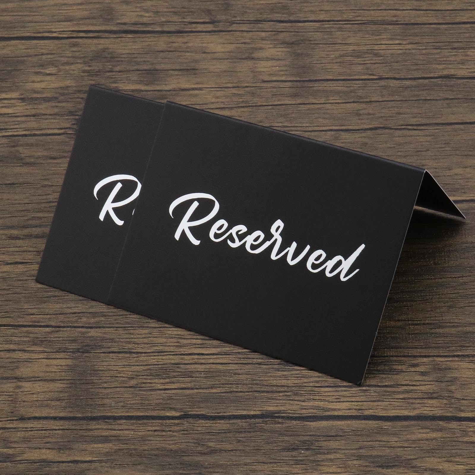 Micro Traders 20PCS Reserved Table Signs Double Sided Tent Cards Silver Foil Reserved Seating Labels for Wedding Party Restaurant Supplies 10x15cm Black