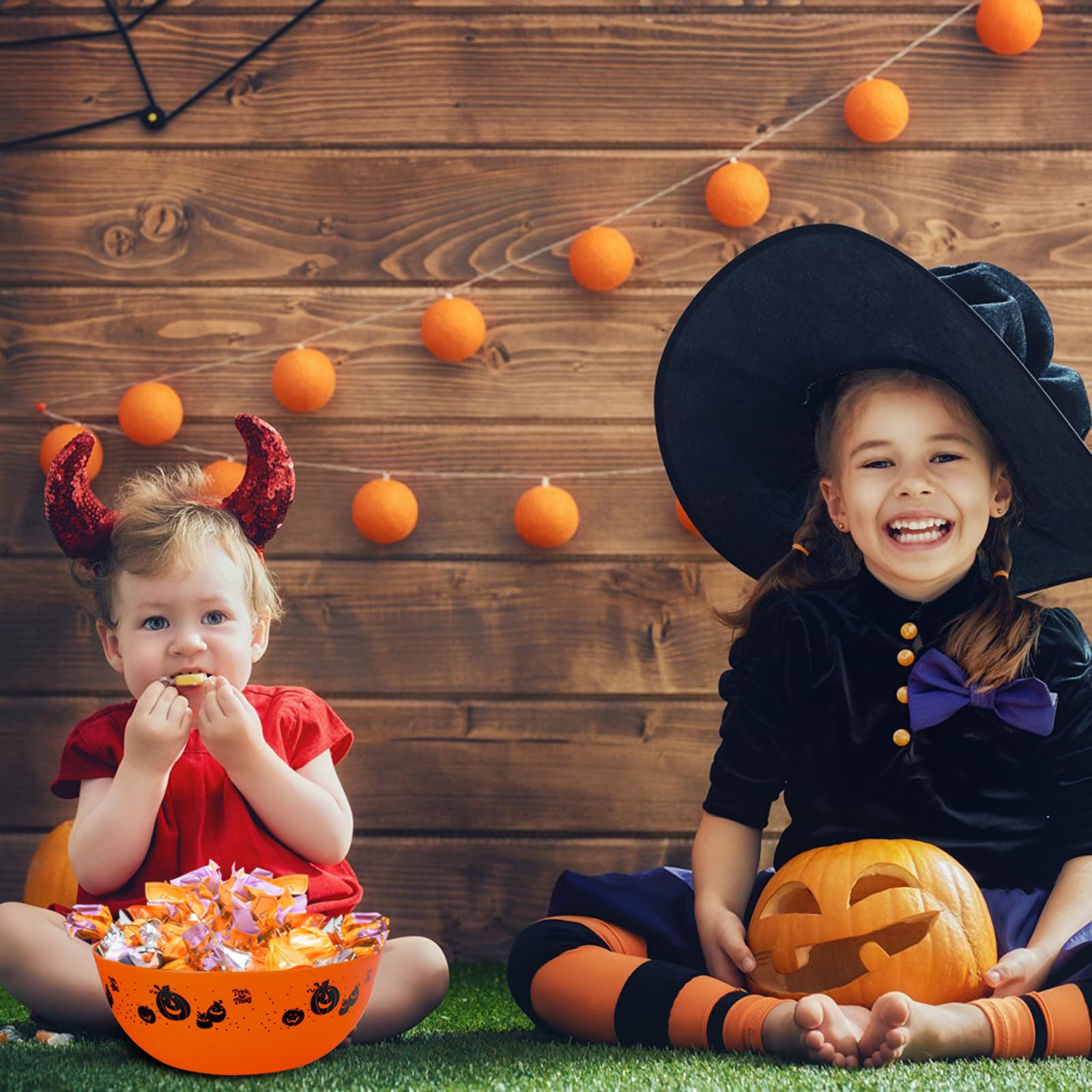 3 Pieces Halloween Candy Bowl Halloween Plastic Trick Treat Candy Bowls halloween pumpkin bucket Plastic Serving Bowl Tableware halloween serving bowl Halloween Party Supplies (Orange Purple Black)