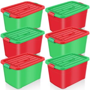 abbylike 37 quarts christmas storage bin holiday seasonal storage totes with lids red green christmas ornament storage containers for christmas home organization holiday decoration(6 packs)