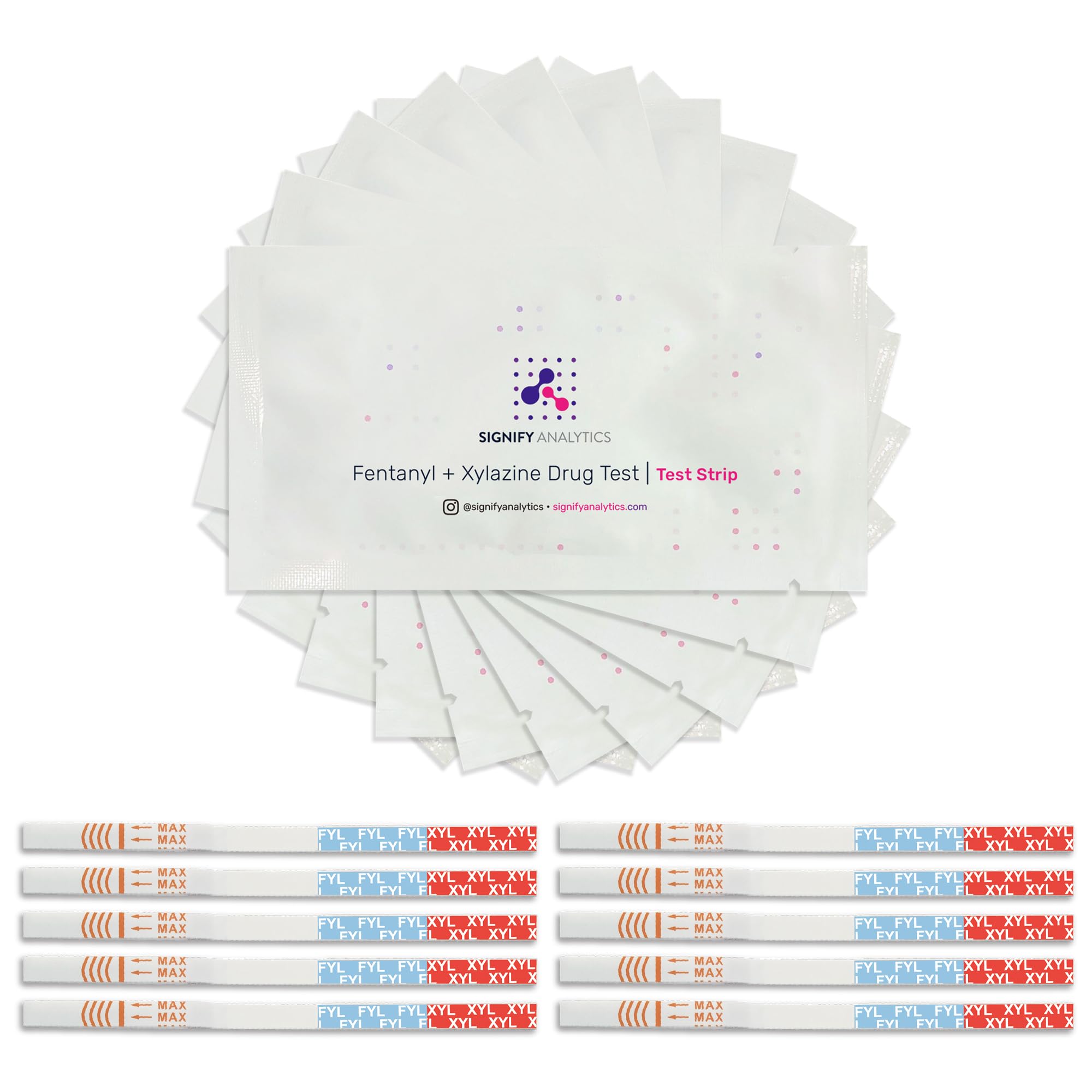 Signify Analytics Xylazine and Fentanyl Test Strip for Liquid and Powder Substances - 10 Pack (10 Test Strips) - Fast, Easy and Simple to Use Forensic Test