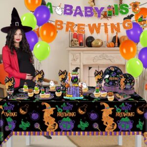 Halloween Baby Shower Decorations Halloween A Baby is Brewing Plates Napkins Cups Tablecloth Banner Balloons for Halloween Baby Shower Gender Reveal Party