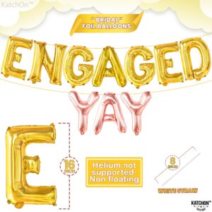 KatchOn, Yay Engaged Balloons Set - 37 Inch, Pack of 13 | Engagement Balloons, Engagement Party Decorations | Champagne Balloon, Engagement Decorations | Ring Balloons, Bachelorette Party Decorations