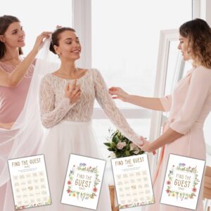 KFNER Wildflower Wedding Shower Games, Find The Guest Bingo Bridal Shower Games Cards, Spring Flowers Bachelorette Party Game Ideas, Engagement Party Supplies & Activity, Set of 30 Cards -A09