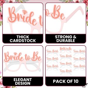 KatchOn, Rose Gold Bridal Shower Photo Props - Pack of 10 | Team Bride Glasses, Bridal Shower Photo Booth Props | Rose Gold Bachelorette Party Decorations | Bride Sunglasses, Bridal Shower Decorations