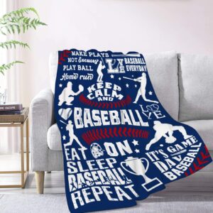 HAXOILO Baseball Gifts for Boys, Baseball Blankets Baseball Team Gifts 50x60 Warm Cozy Flannel Throw Blanket Baseball Gifts for Coach and Men