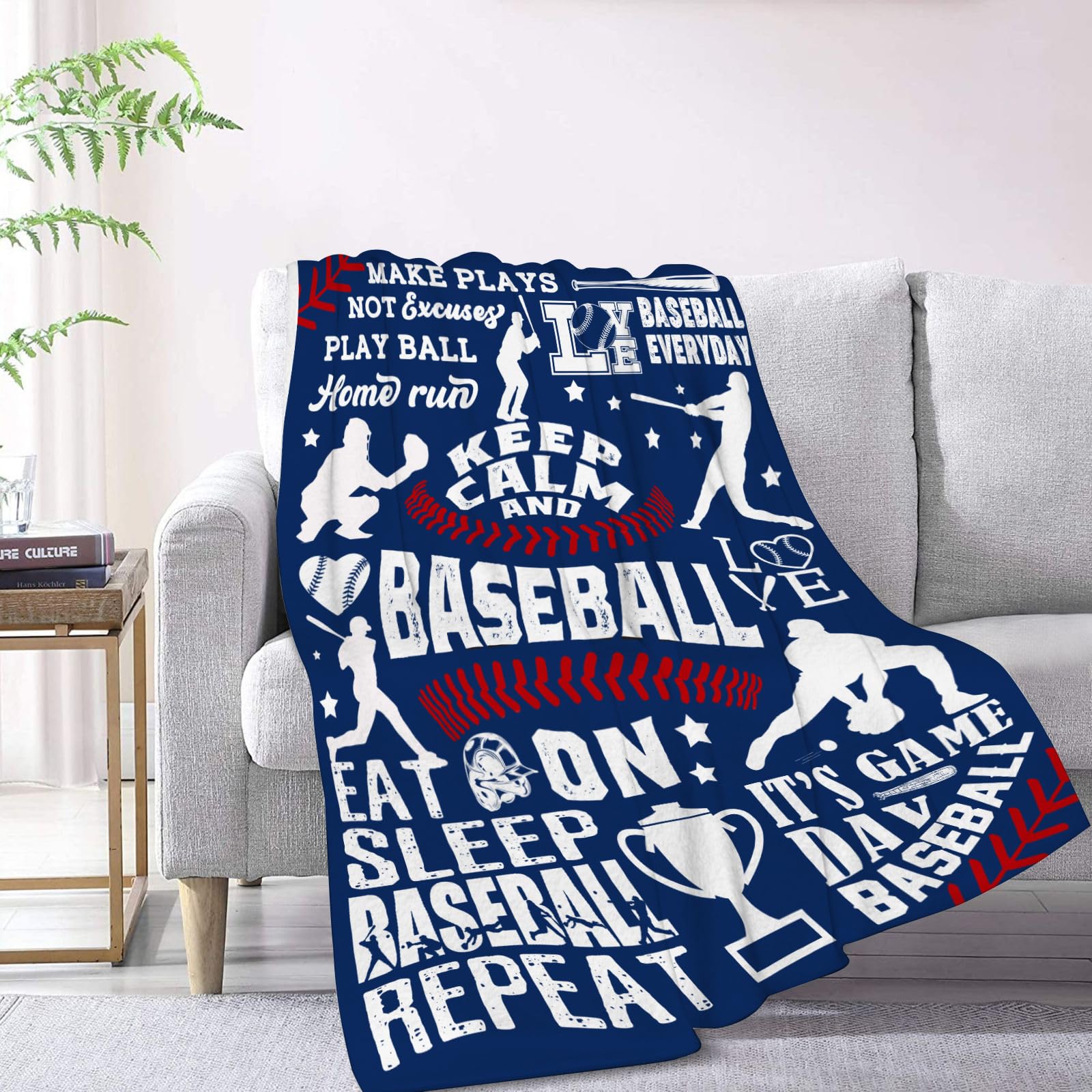 HAXOILO Baseball Gifts for Boys, Baseball Blankets Baseball Team Gifts 50x60 Warm Cozy Flannel Throw Blanket Baseball Gifts for Coach and Men