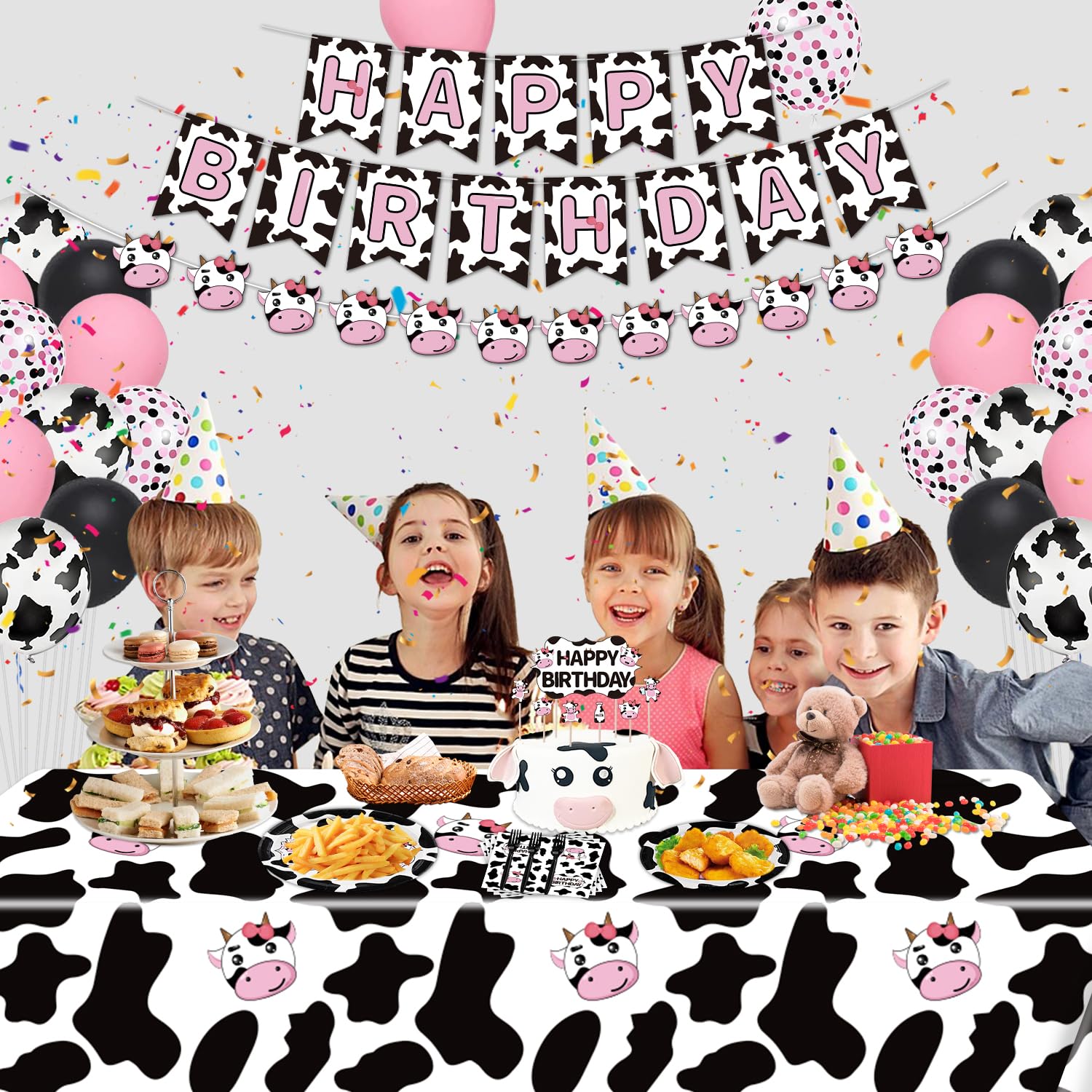 160 Pack Cow Print Party Supplies Cow Birthday Party Decorations Farm Barn Pink Cow Theme Party Tableware Set-Cow Print Plates and Napkins for Holy Cow Theme Baby Shower Farm Party Supplies Serves 40