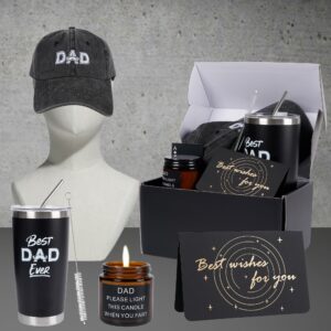 Kolewo4ever 9 Pieces Dad Gift Set Best Dad Gifts Christmas Gifts For Dad, Men with Tumbler Mens Socks Mens Baseball Cap Dad Key Chain Card for Men Father Papa Gifts from Son Daughter Kids