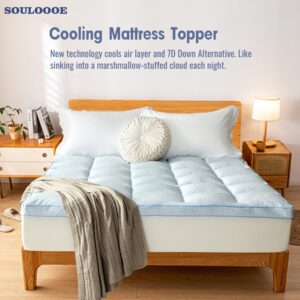 SOULOOOE King Mattress Topper, Cooling Pillow Top Mattress Pad Cover, 900G Down Alternative Overfilled Extra Thick Mattress Protector with 8-21 Inch Deep Pocket(78''x80'')