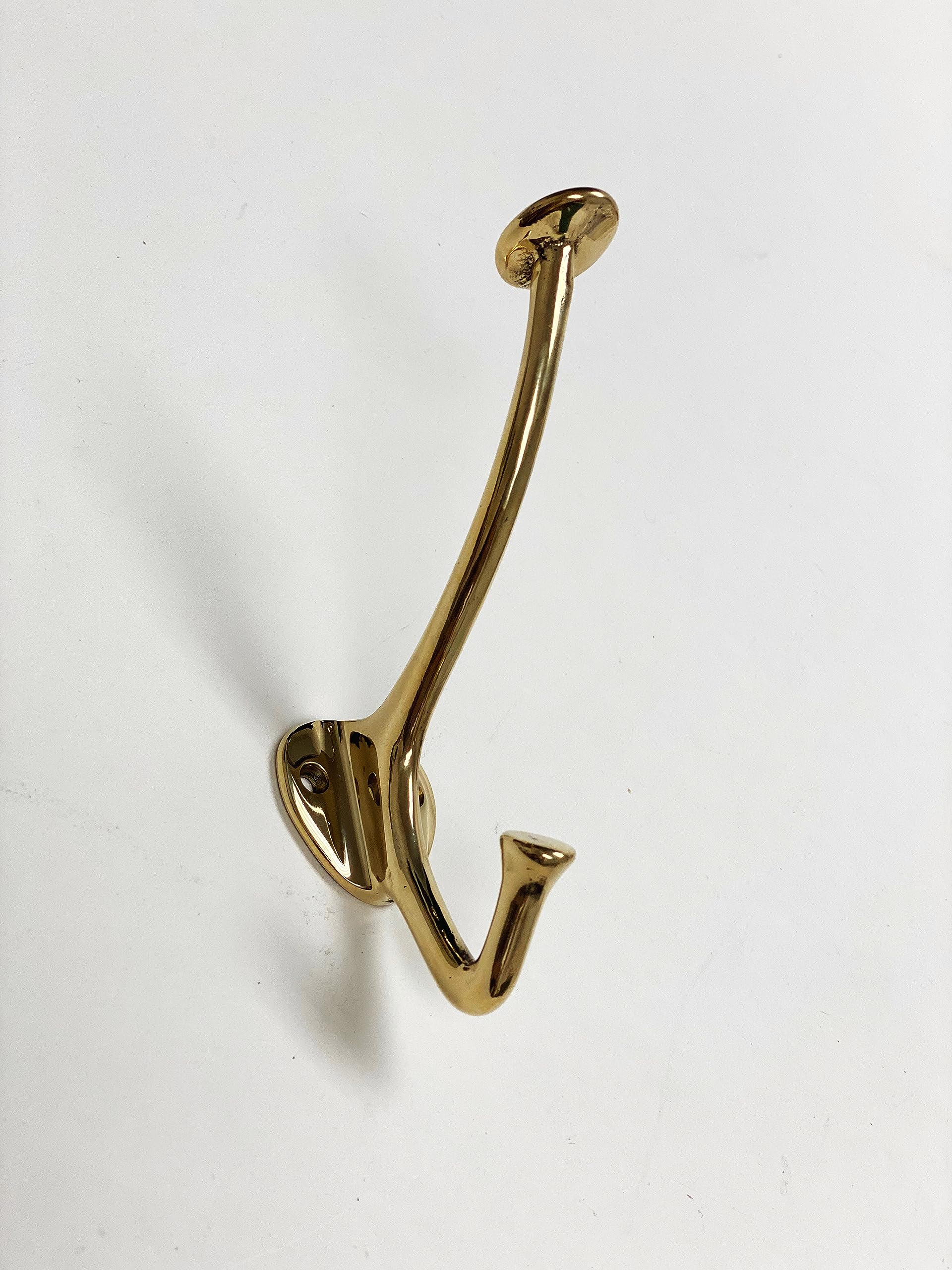 Haute Knobs Polished Unlacquered Brass Ellie Wall Hooks, Brass Robe Coat Hook