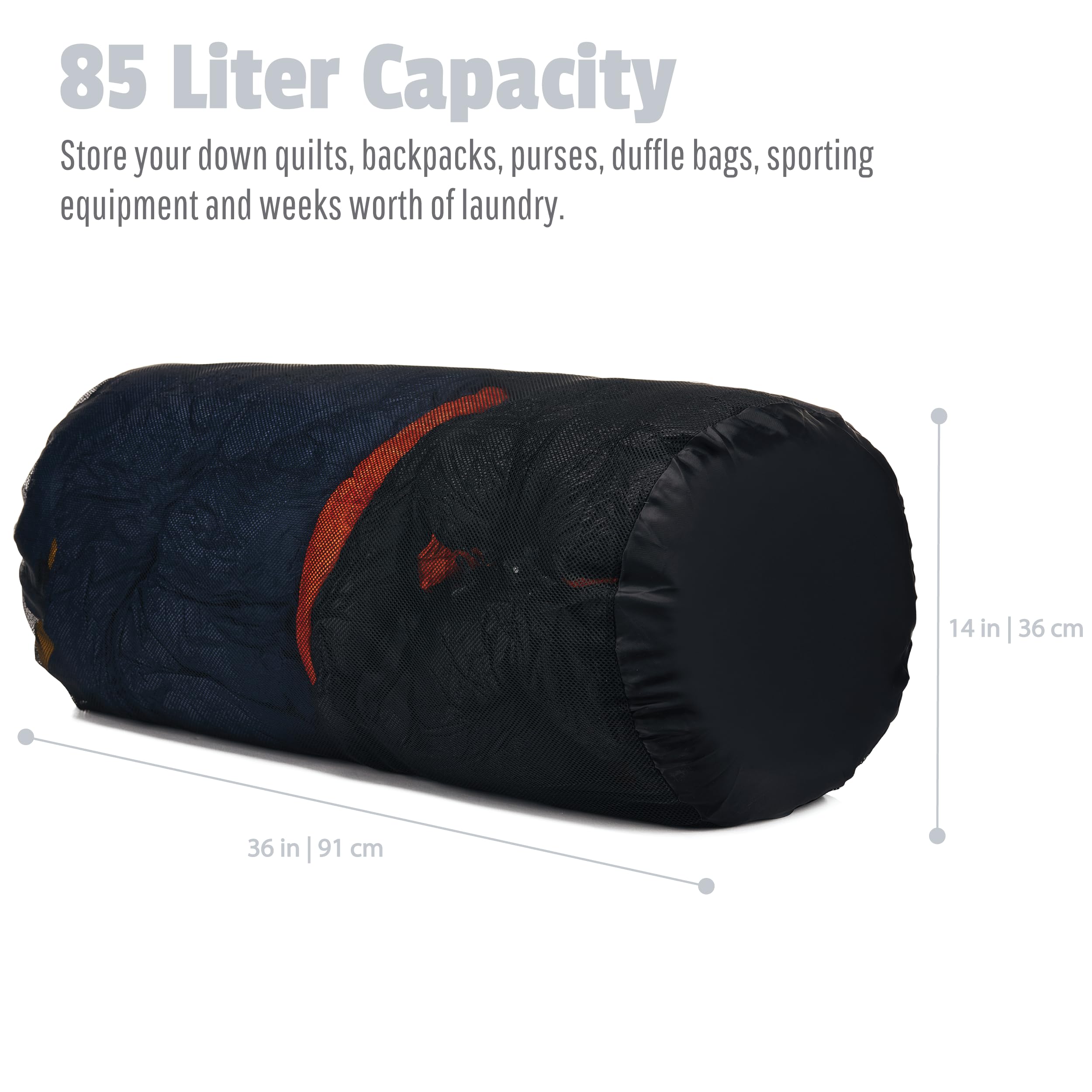 Featherstone Extra Large Mesh Storage Bag 115 Liters - Versatile Polyester Netted Bags for Storing Outdoor Gear, Sleeping Bag or Quilt, Laundry, or Other Sport Equipment