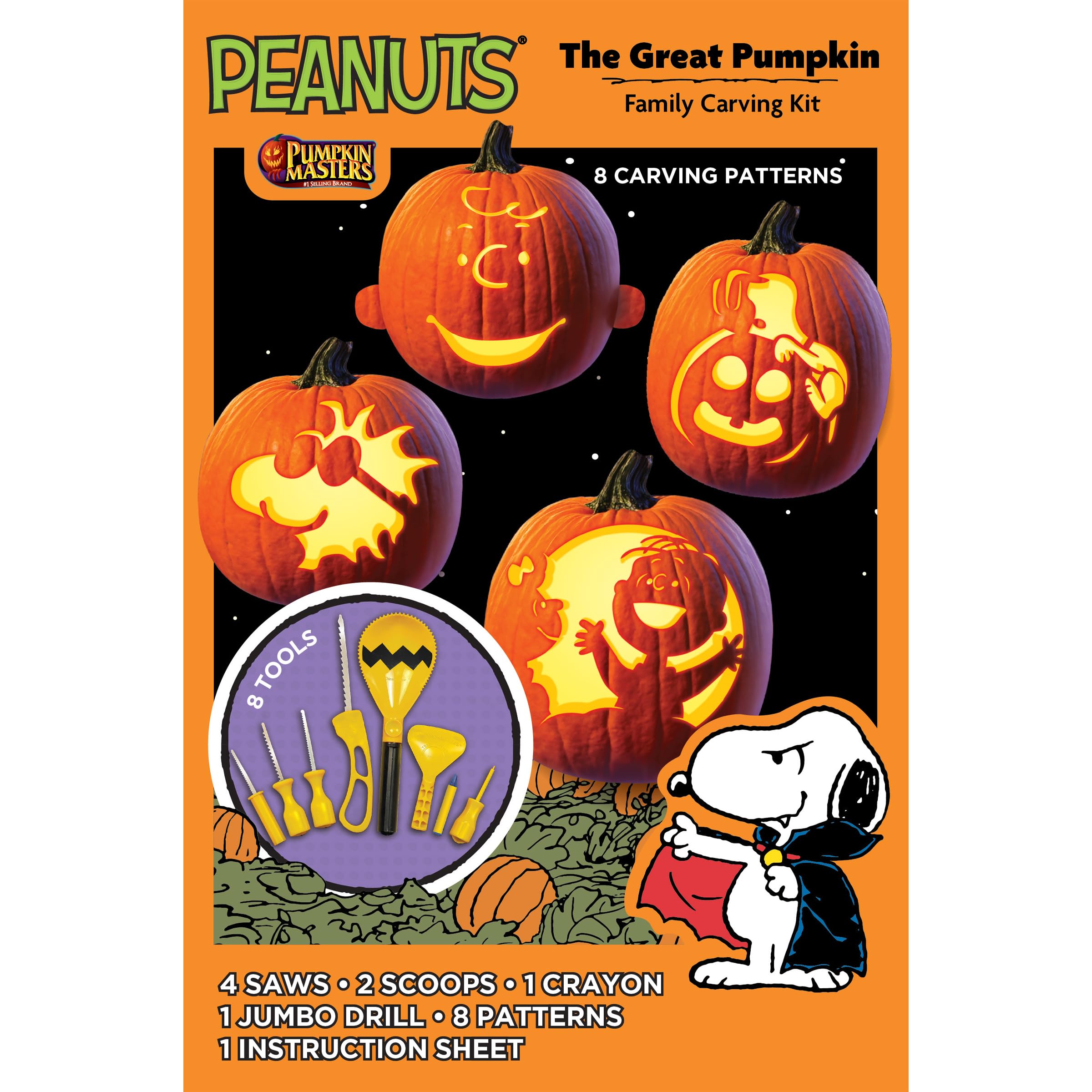 Peanuts - The Great Pumpkin Family Carving Kit by Pumpkin Masters: Includes 8 Carving Tools and 8 Carving Patterns