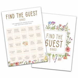 kfner wildflower wedding shower games, find the guest bingo bridal shower games cards, spring flowers bachelorette party game ideas, engagement party supplies & activity, set of 30 cards -a09