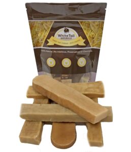 whitetail naturals - yak cheese dog chews - long lasting tough dog bones for aggressive chewers & teething puppies - all natural himalayan dental milk chew bone (6, small)