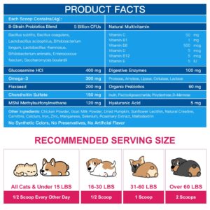 Dog Vitamins Powder, Probiotics & Digestive Enzymes for Gut Health, Glucosamine & Chondroitin & Omega 3, Complete Supplement for Homemade Dog Food, Joint & Skin & Immune Support, Dog Allergy Relief