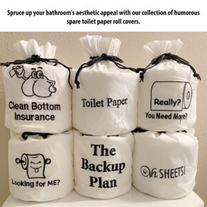 Born Uncommon Funny Spare Toilet Paper Tissue Cover - Reusable & Washable Fabric Toilet Paper Roll Storage Bag with Drawstring Closure - Bathroom Decor for Office, Hotels & Home Toilet Paper Storage