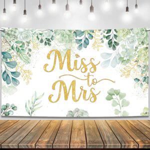 katchon, green miss to mrs banner - xtralarge, 72x44 inch | miss to mrs backdrop for green and gold bridal shower decorations | bridal shower backdrop, bachelorette party decorations, miss to mrs sign