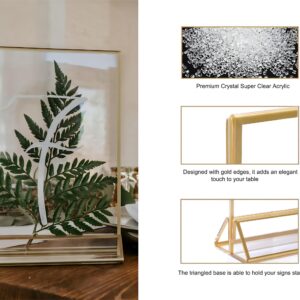 LHFFZJ Acrylic Sign Holder 5x7 Gold Acrylic Frame Display Stand, Clear Wedding Table Number Holder, Acrylic Frames for Home Office Shop Photo Frames Exhibition (6pcs)