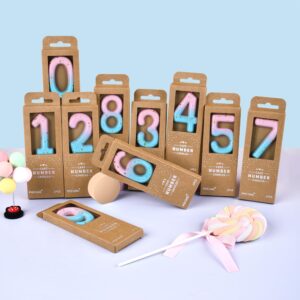 PHD CAKE 2.76 Inch Classical Pink Blue Gold 9 Number Birthday Candles, Gold Number Candles, Cake Number Candles, Party Celebration