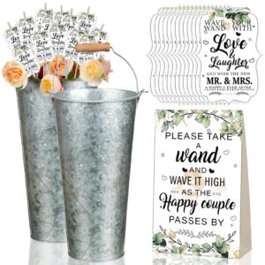 tandefio 102 pieces wedding sparkler set, includes 1 galvanized metal bucket with handle 1 wedding sparkler card 100 wedding sparkler tags for wedding anniversary bridal shower sparkler send off