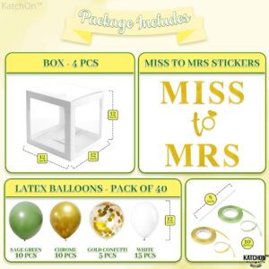 KatchOn, Miss to Mrs Balloon Boxes with Balloons - 12 Inch, Pack of 44 | Bridal Shower Balloon Boxes for White And Gold Bridal Shower Decorations | Bride Balloons Box, Bachelorette Party Decorations