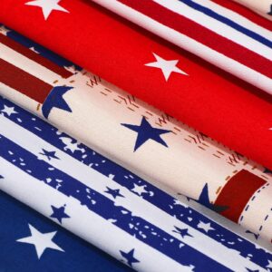 TEHAUX 7Pcs 4th of July Jelly Fabric, American Flag Cotton Fabric Patchwork Fabric for Independence Day Quilting Fabric Sewing Fabrics for Quilting Patchwork, DIY Craft, Scrapbooking