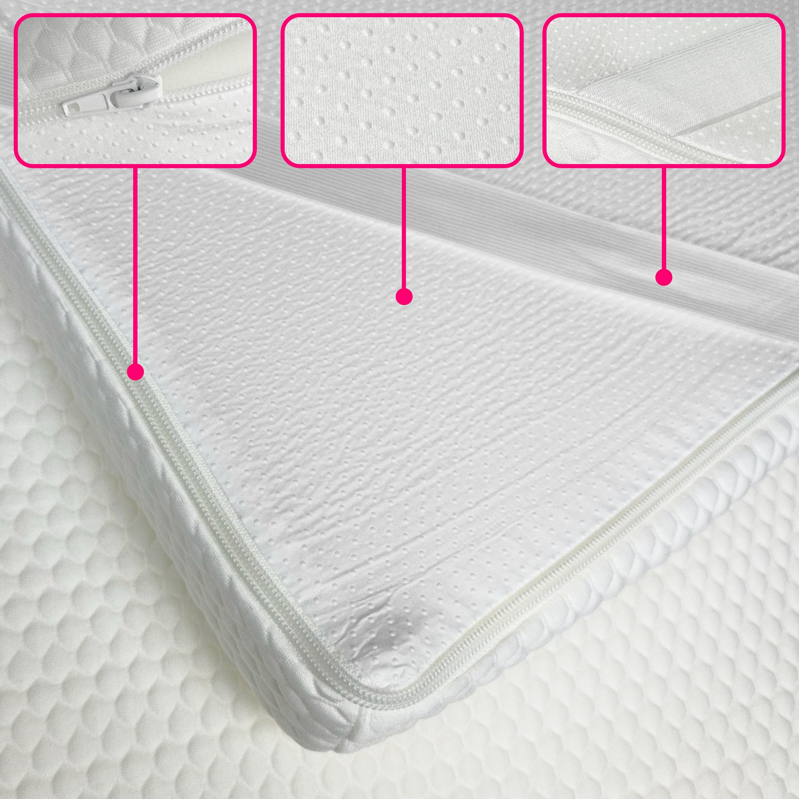 XOLLOZ | Lash Bed Mattress + Lash Bed Cover (White) | Comfortable Mattress Topper with Four Corner Straps & Anti-Slip Bottom | Spa Bed Cover for Lash Extension Bed