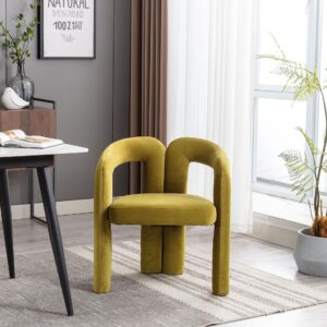 SZLIZCCC Modern Dining Chair Set of 2 Living Room Chairs, Fabric Armchair, Upholstered Barrel Chair for Living Room Kitchen Dining Room (Velvet Olive)