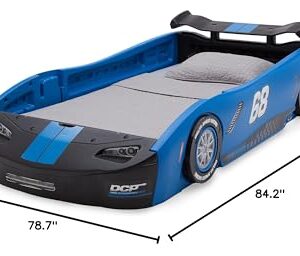 Delta Children Turbo Race Car Twin Bed, Blue Snooze 6 inch Memory Foam Twin Mattress (Bundle)