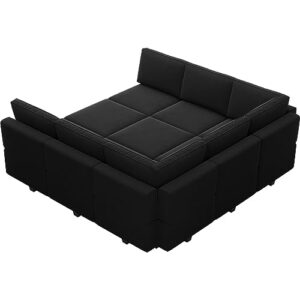 Belffin Modular Sectional Sofa with Ottomans Velvet Reversible Sleeper Chaise Bed Storage Seat Black