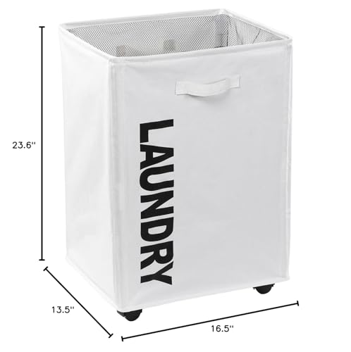 JOYBOS Laundry Basket Laundry Hamper Clothes Hamper - 13.5 "Wide Foldable Rolling Laundry Basket with Wheels, Laundry Room Organization, Big Slim Hampers for Laundry, 100L (Beige)