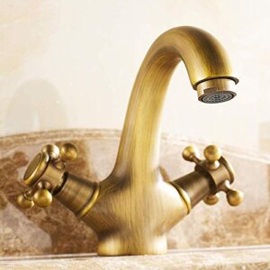 Lan-shop Widespread Faucet, Faucets,Faucet All Copper Faucet Soild Brass Double Handle Control Antique Faucet Kitchen Bathroom Basin Mixer Tap Hot Cold Bath Mixer Water Tap