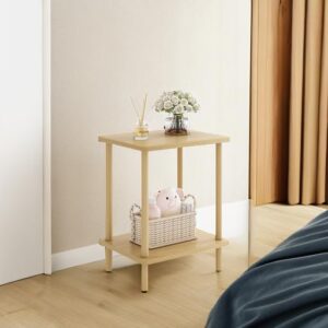 Fixwal Side Table, Small Side Table Living Room, Wood End Table, Nightstand Bedside Table, Natural (No-Tool Assembly)