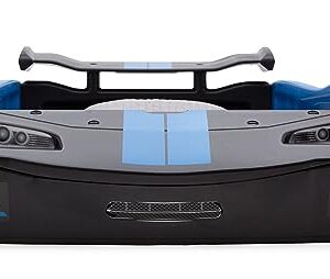 Delta Children Turbo Race Car Twin Bed, Blue Snooze 6 inch Memory Foam Twin Mattress (Bundle)