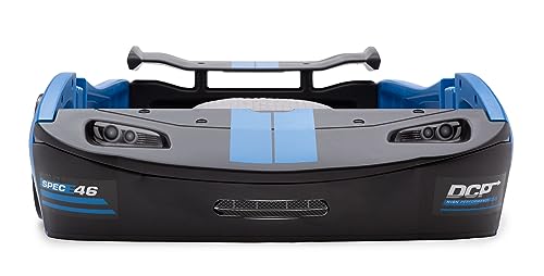 Delta Children Turbo Race Car Twin Bed, Blue Snooze 6 inch Memory Foam Twin Mattress (Bundle)